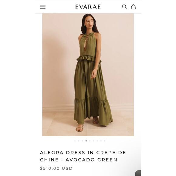 Evarae Alegra Dress in White and Polka Dot with Lace Trim Maxi Gown MSRP $500 - Picture 2 of 8